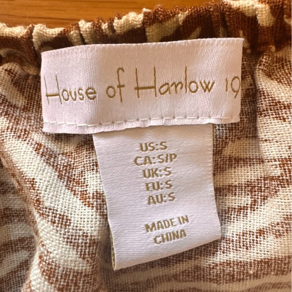 House of Harlow 1960 Tropical Leaf Plunge Linen Mini Dress Revolve Size Small - Picture 8 of 11
